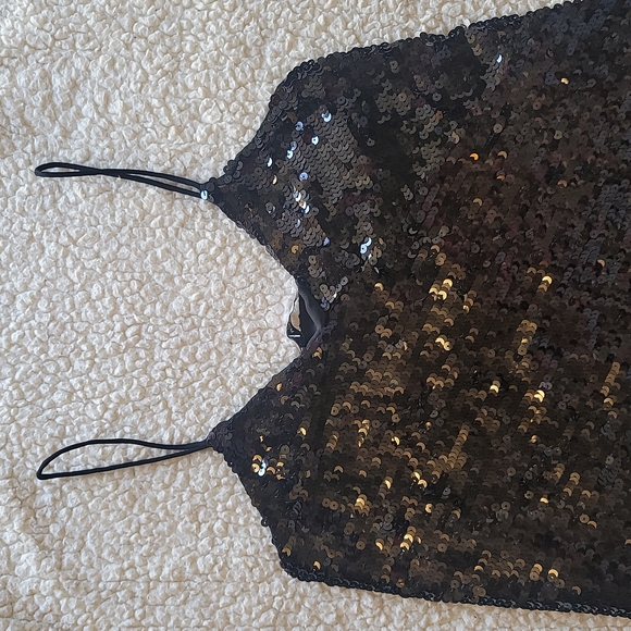 NWT Mango Sequined Nera Strap Top in Black - Picture 9 of 14